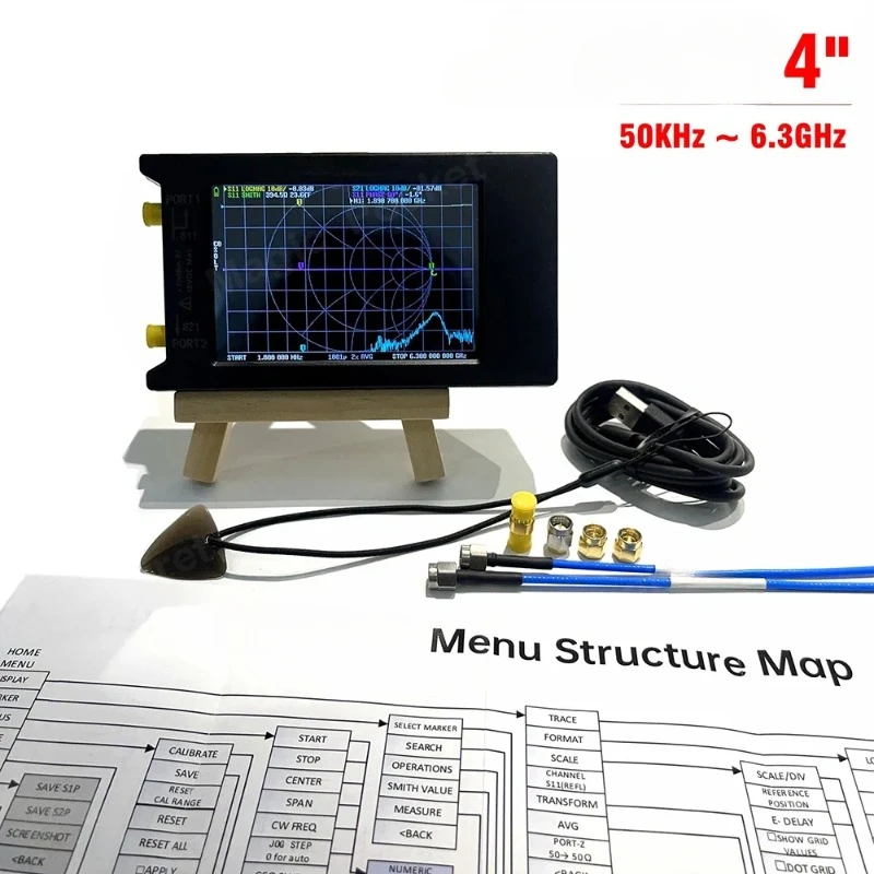 English version  4 Inch Touch Screen Vector Network Analyzer New 64 50KHz ~ 6.3GHz HF VHF UHF Antenna Analyzer