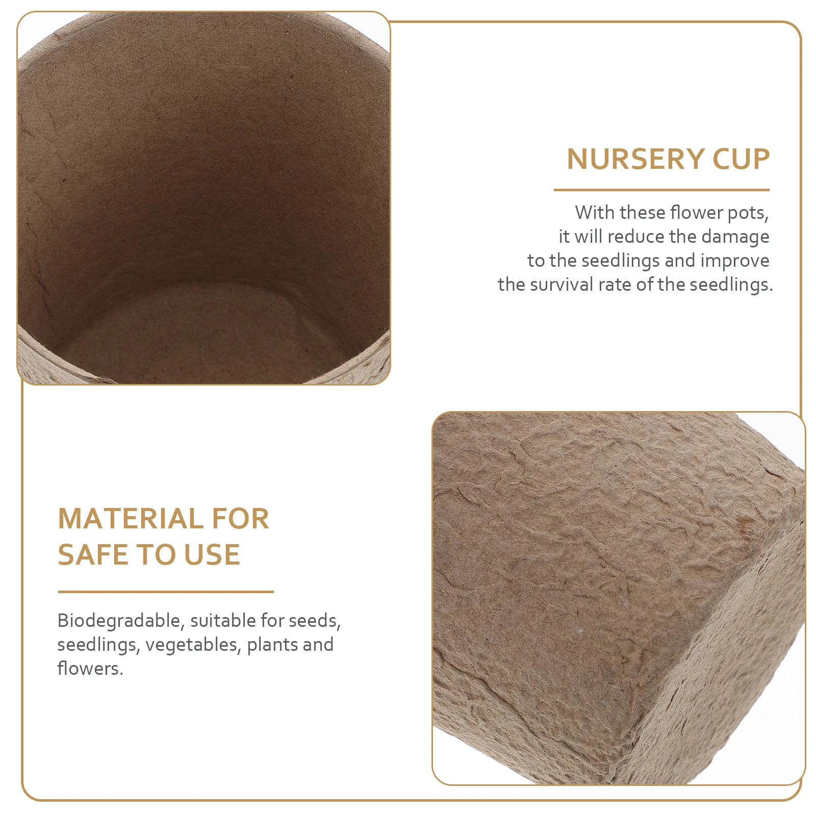 

12 Pcs Nursery Cup Garden Pots Pulp for Plant Seedling Propagation Containers Peat Biodegradable