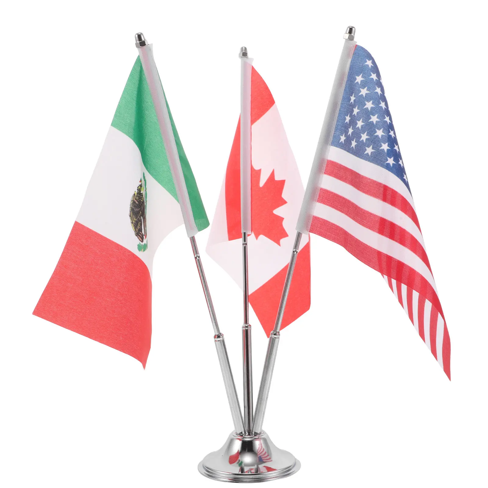 1Set International Table Flags Canada Us Mexico Mini Desktop Flag with Metal Stand for Corporate Meetings School Events Home