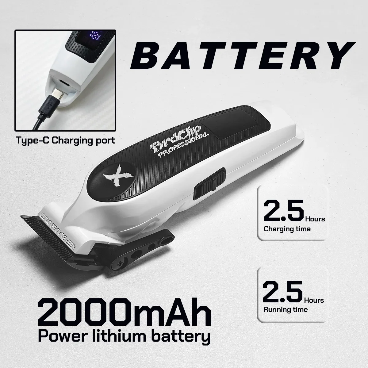 المهنية BRDCLIP جميع المعادن الجسم 6800 دورة في الدقيقة مشابك شعر 4 مستويات تعديل شفرة الحلاق ماكينة حلاقة كهربائية LED عرض للرجال