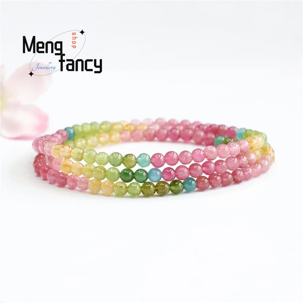 Natural Rainbow Tourmaline Exquisite Elegant Simple High-grade Bracelet Gradient Colour String Macaroon Necklace Fashion Jewelry