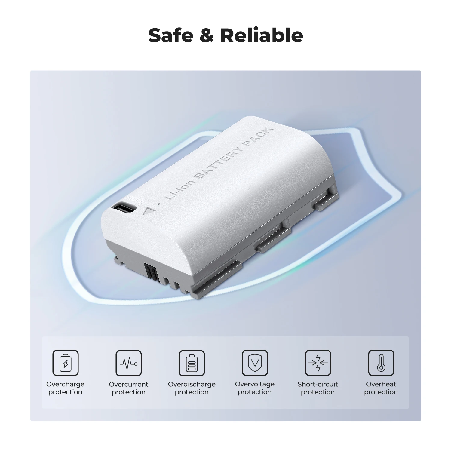 K&F Concept 2-Pack LP-E6NH Battery with 2600mAh Capacity and Type-C Fast Charging for Canon EOS 90D 80D 70D 5D Mark II III IV 5D