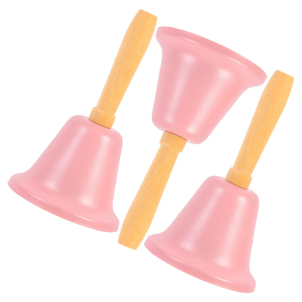 Lot de 3 clochettes de table sonores avec manche en bois, pour salle de classe, alerte des personnes âgées, clochettes décoratives pour réception