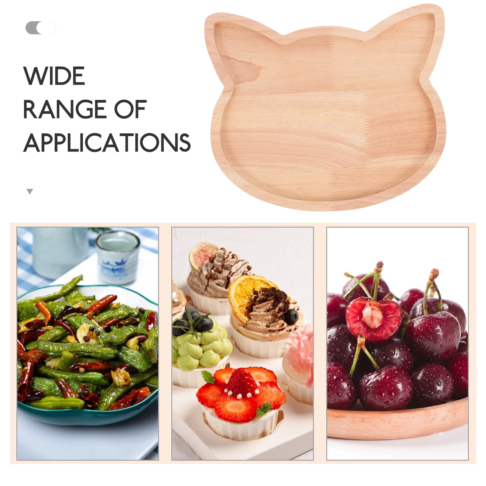 

Cat Head Shape Wooden Serving Plate Smooth No Burrs Multi-Use For Fruit Snacks Cake Display Party Picnic Wedding Household