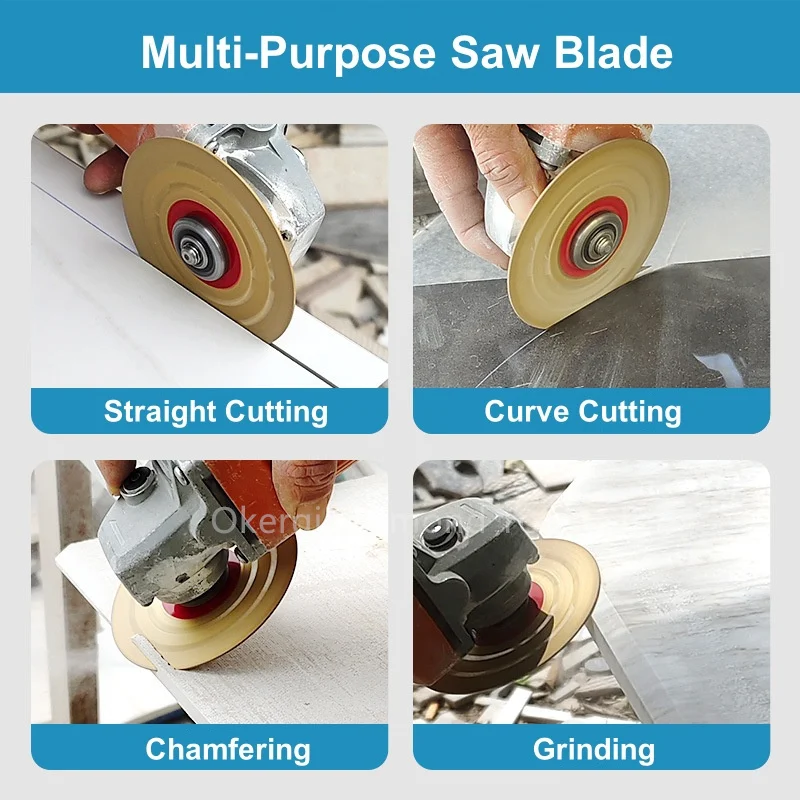 Diamond Cutting Grinding Disc 4\'\' 100mm Double Side Vacuum Brazed Diamond Blade for Granite Marble Procelain Ceramic Tile Quartz