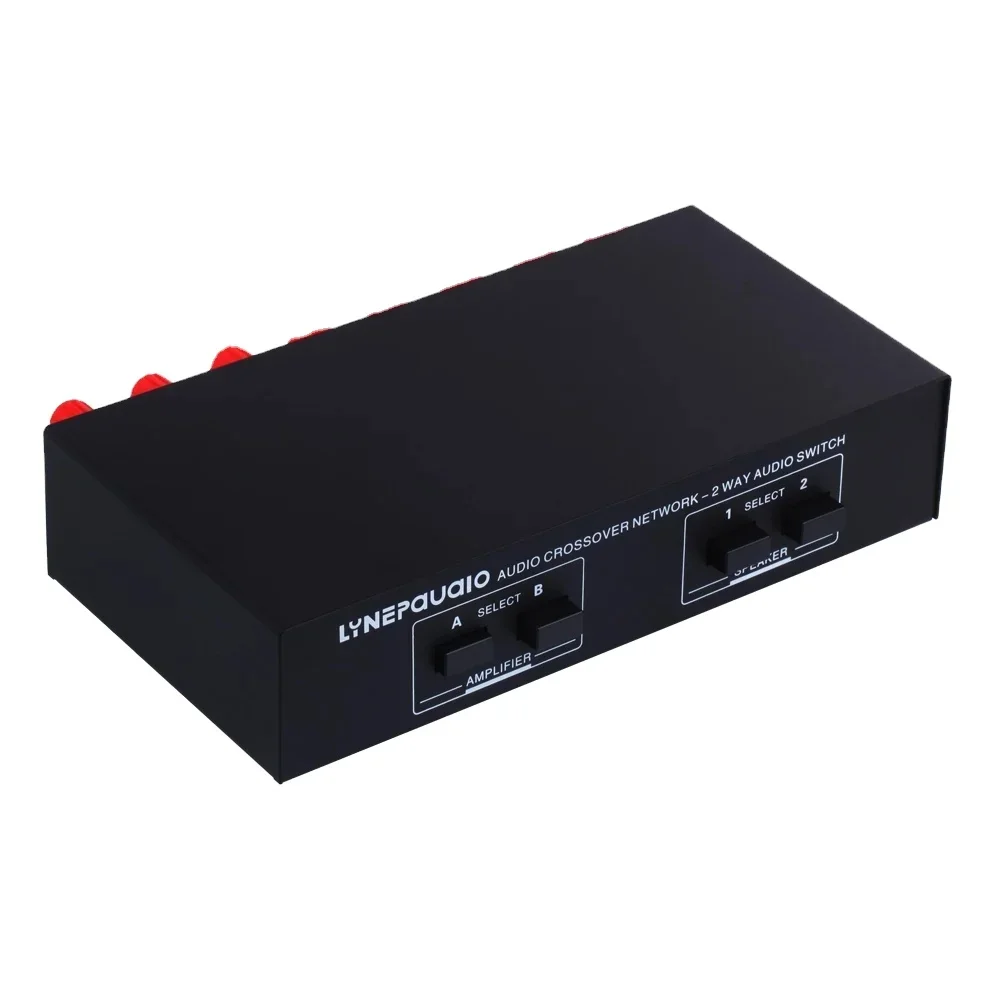 2 in 2 Out Passive Audio Signal Switcher Selector Box 2 Amplifiers a Pair Speakers Switch 200W