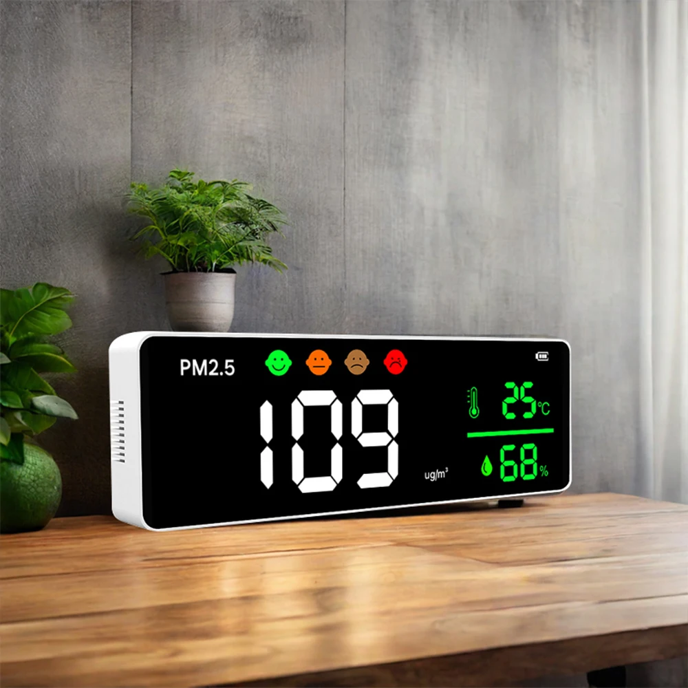 Indoor Air Quality Monitor Wall Mounted PM2.5 Detector with Laser Sensor Real Time Dust Measurement PM2.5 Monitor Gas Analyzers