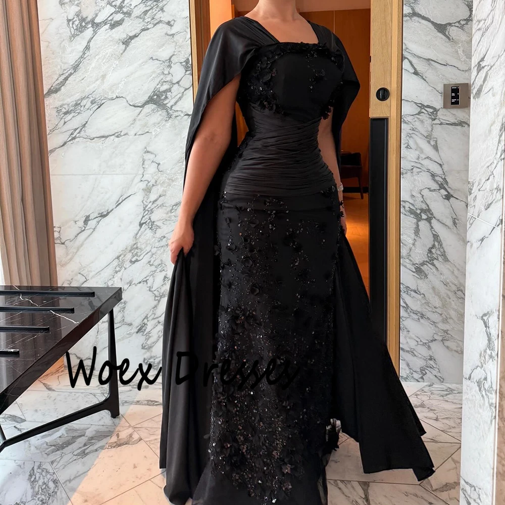 Abito da sera in raso di colore puro semplice con colletto quadrato personalizzato senza maniche con strascico Abito da festa a sirena Abito da ballo alla caviglia