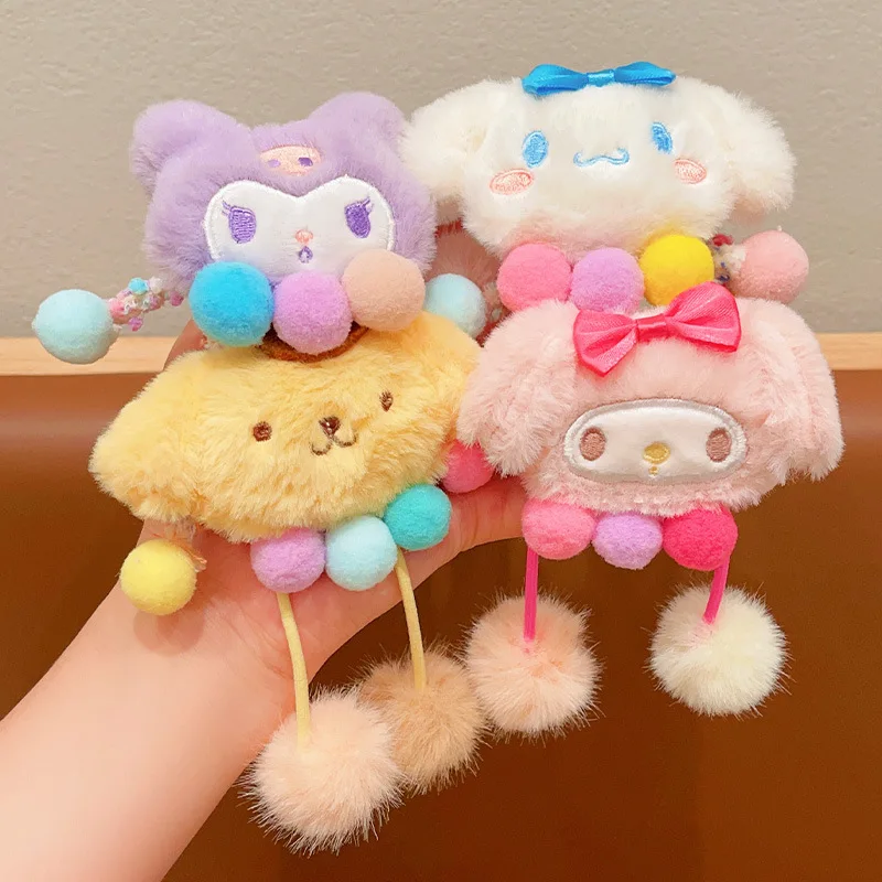 Sanrio children's hair ring cute Sanrio wool cartoon leather band girls do not hurt hair tie ponytail pill hair jewelry