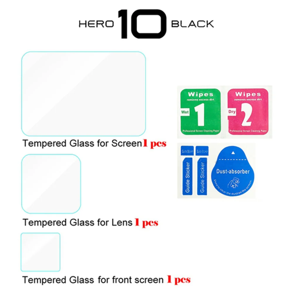 Protector de pantalla de vidrio templado para GoPro Hero 11 10 9, película protectora de lente negra, accesorios de cámara Gopro 9