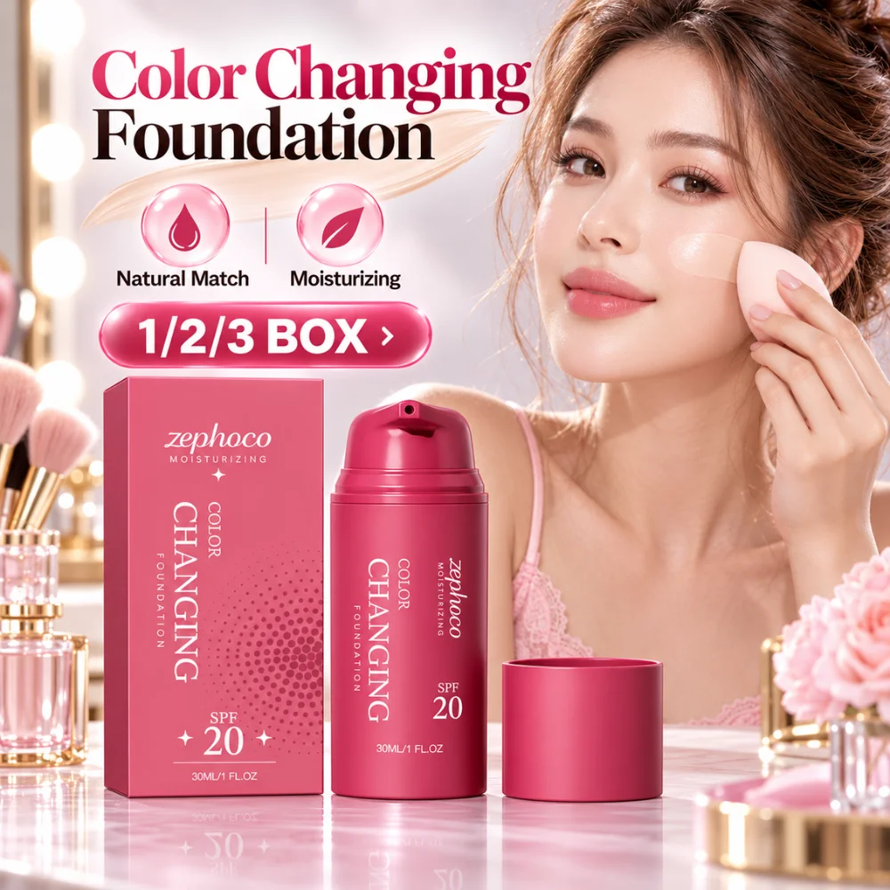 30ml Color Changing Foundation SPF20 2 In 1 Concealer Base Lightweight Hydrating Liquid Makeup Natural Tone Matching Coverage