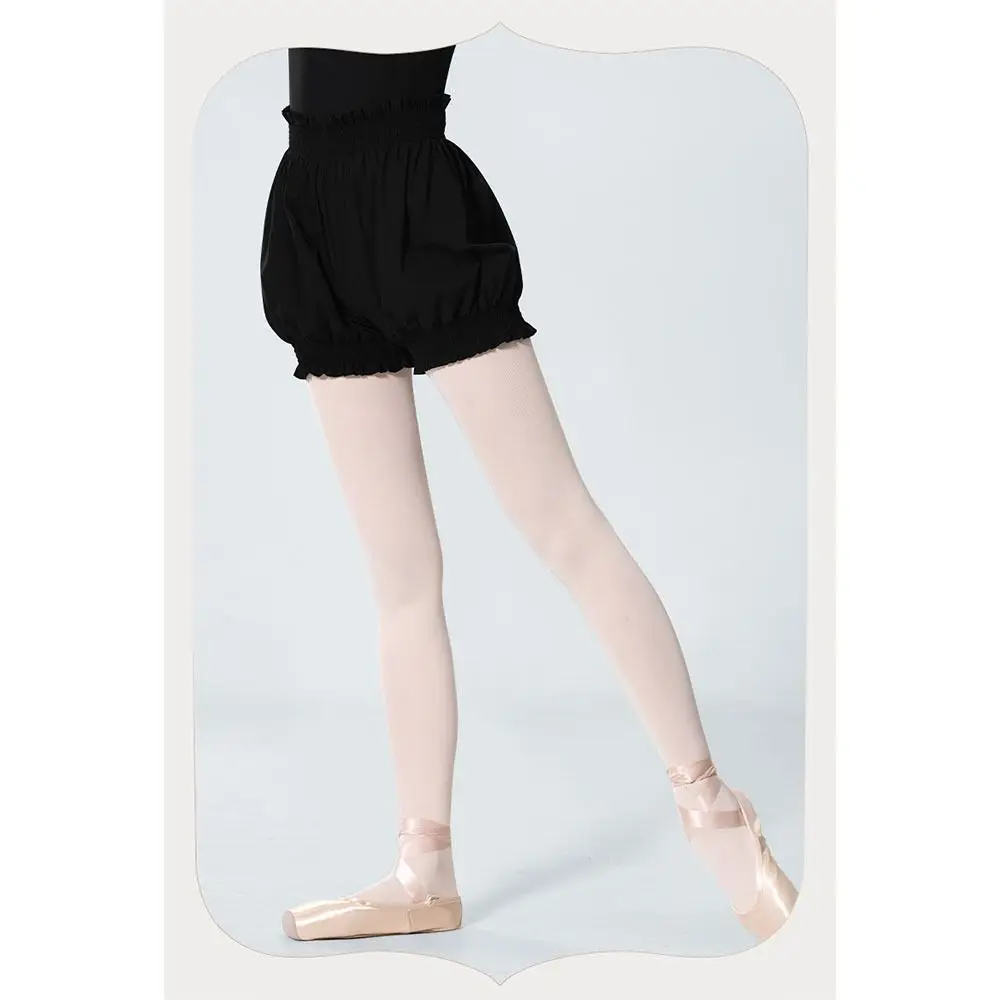 Pilates High Waist Dance Shorts Comfortable Nylon Ballet Shorts Ruffle Elastic Waistband Safety Pants Ballet Practice