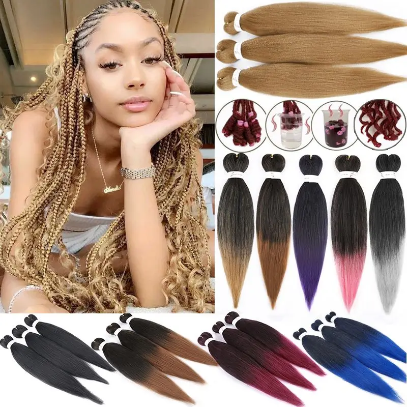 Kanekalon Crochet Hair Extensions for Girls, Trança fácil, Tranças Jumbo Pré Esticadas, Acessórios para cabelo sintético