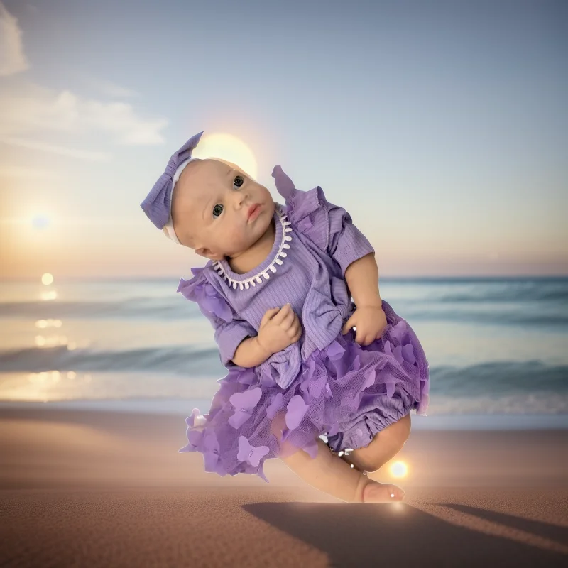 

Attyi 18inch Loulou Baby Whole Body Soft Silicone Reborn Baby Doll Handmade Painted Newborn Dolls with Beautiful Dress