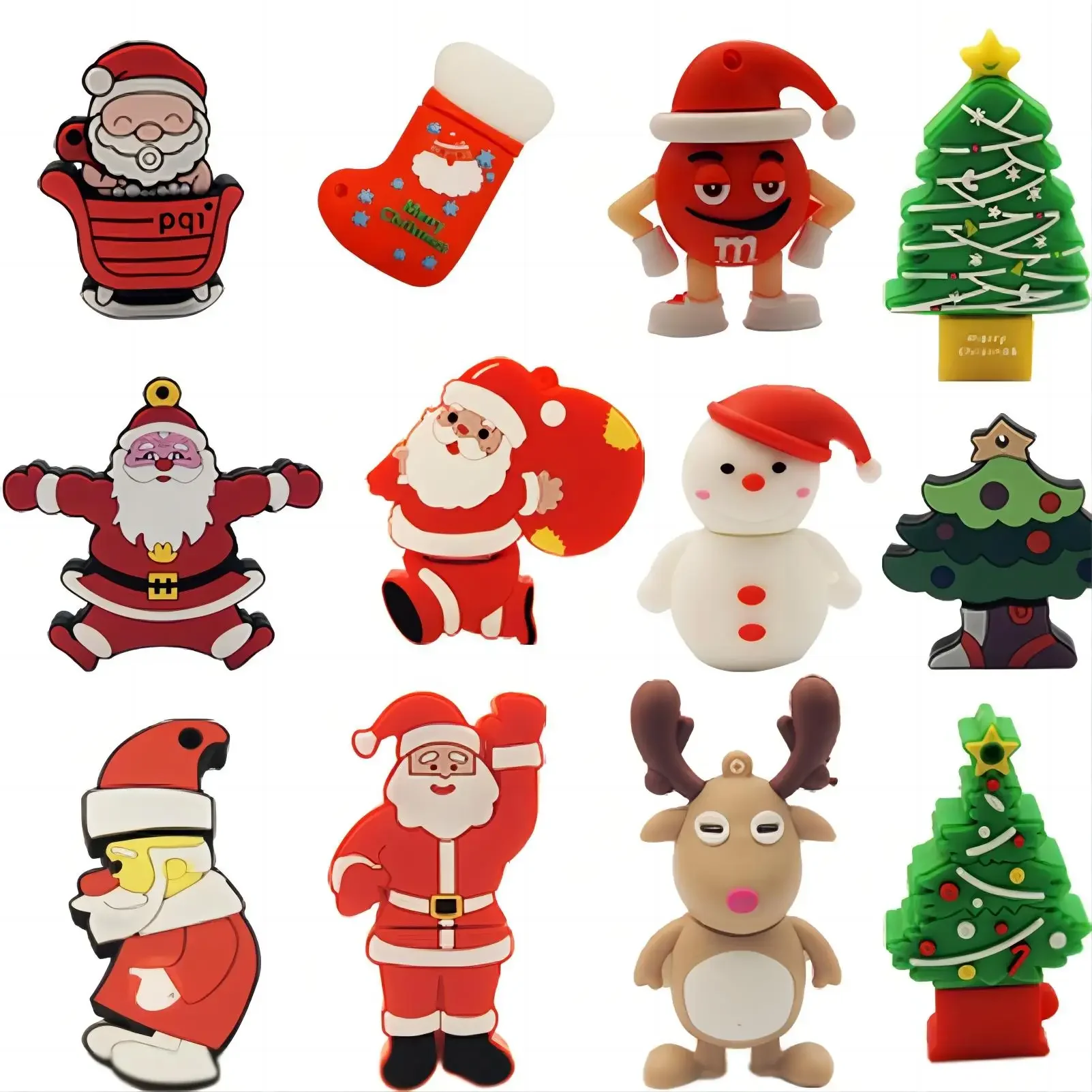 USB Flash Drive 128GB Pen Drive Cartoon Snowman Elk Sock Christmas Tree 8G 16GB 32GB 64GB Santa Claus Pendrive 128G Memory Stick