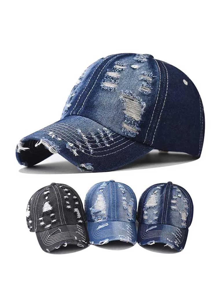 Berretto da Baseball strappato in Denim lavato marea cappello Snapback in cotone primaverile berretto Hip Hop per uomo donna berretto estivo