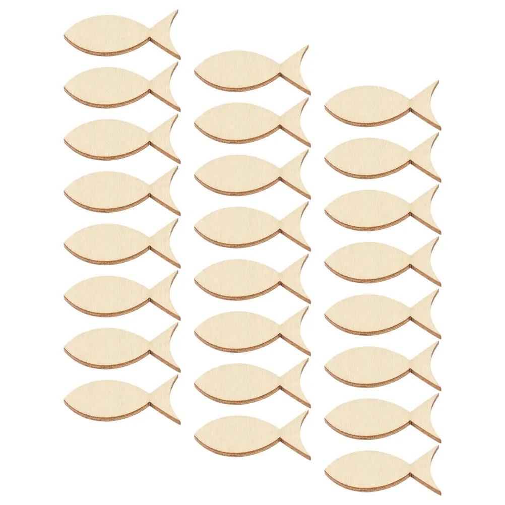 

50Pcs Wooden Fish DIY Craft Cutouts Unfinished Animal Shapes for Home Office Classroom Ocean Inspired Decor Blank Wooden Fish