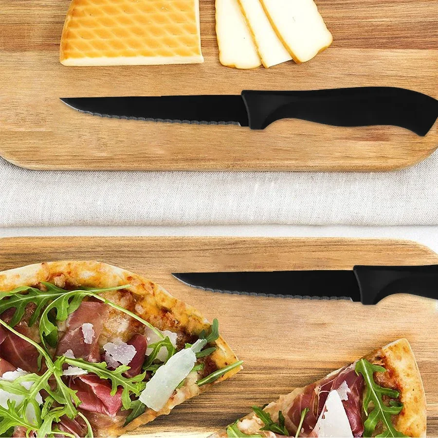 Professional Kitchen Knife 4/6/8-Piece Steak Knife Set Black Matte Household Stainless Steel Steak Knife Kitchen Accessory Tools