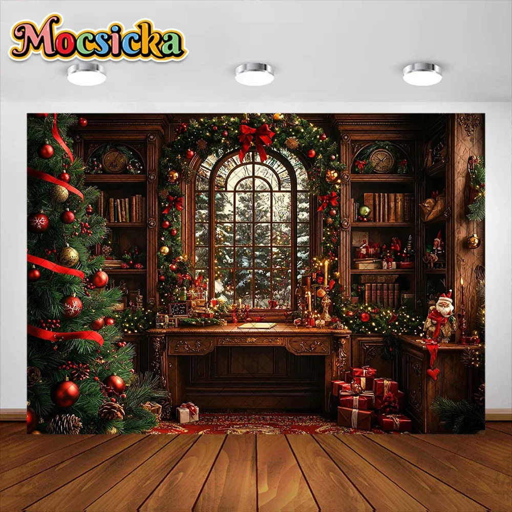 Mocsicka Photography Background Christmas Room Window Gift Holiday Decoration Adult Kids Portrait Photo Backdrops Sstudio Props