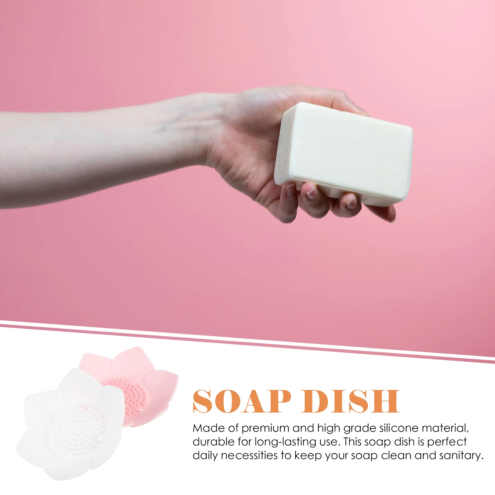 

2pcs Silicone Holders Rustproof Dish For Bathroom Kitchen Multi-Function Countertop Tray Household Soap Plate Drain
