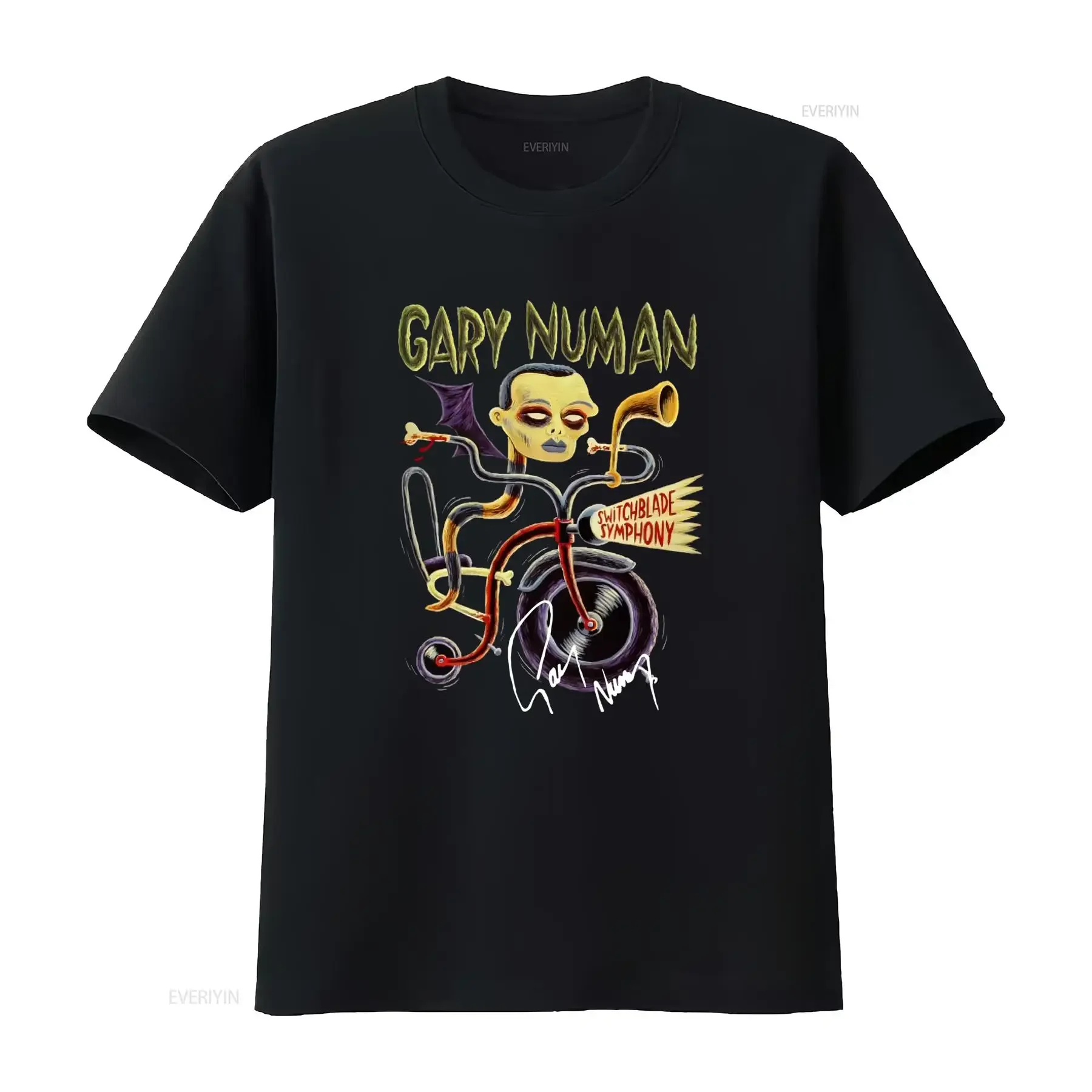 Vintage Gothic Gary Numan Switchblade Symphony Creepy Cartoon Print Casual T Shirt vintage Washed Stylish homme