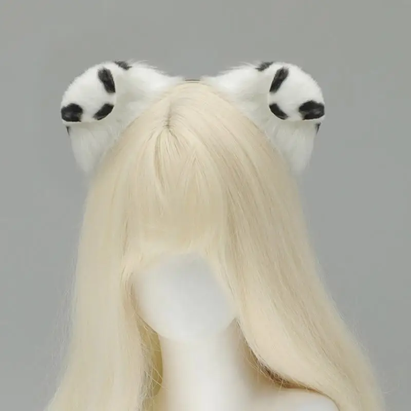 Y88A animal ear bedbands soft plush hairband ภาพถ่ายอุปกรณ์ประกอบฉากลูกสุนัขเครื่องแต่งกายอุปกรณ์ผมสำหรับการแสดงบนเวทีคริสต์มาส