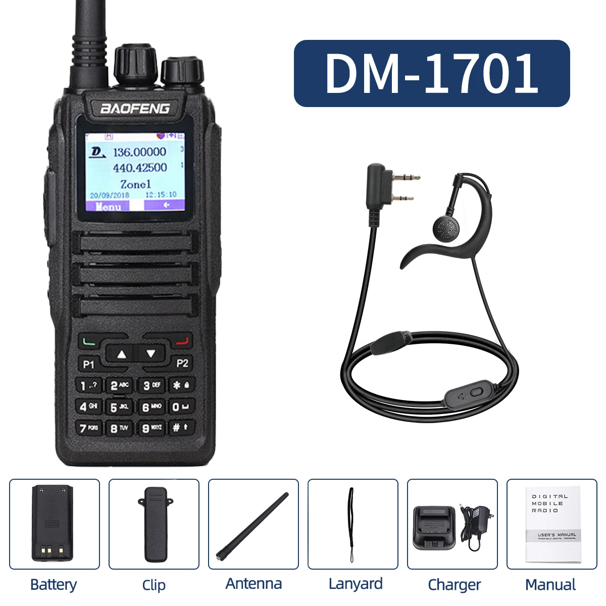 Baofeng Dmr Mobiele Radio Walkie Talkie Transceiver Analoge & Digitale Dm 1701 Tier1 2 Dual Time Slot Open Gd77 Dual Band Ham Radio