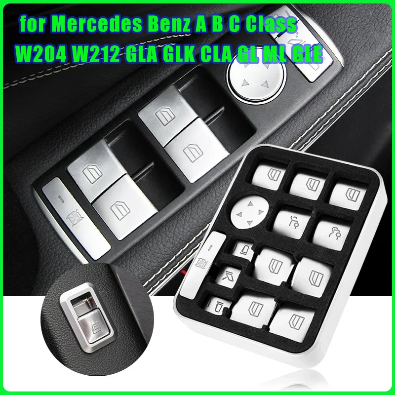 Car Window Lift Button Cover Sticker Switch Panel Styling for Mercedes Benz A B C Class W204 W212 GLA GLK CLA GL ML GLE