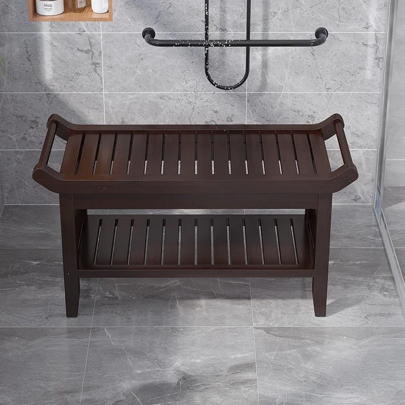 Waterproof Bamboo Bathroom Stool Anti-Slip Bath Bench Shower Seat for Elderly And Pregnant Women - Portable Footstool