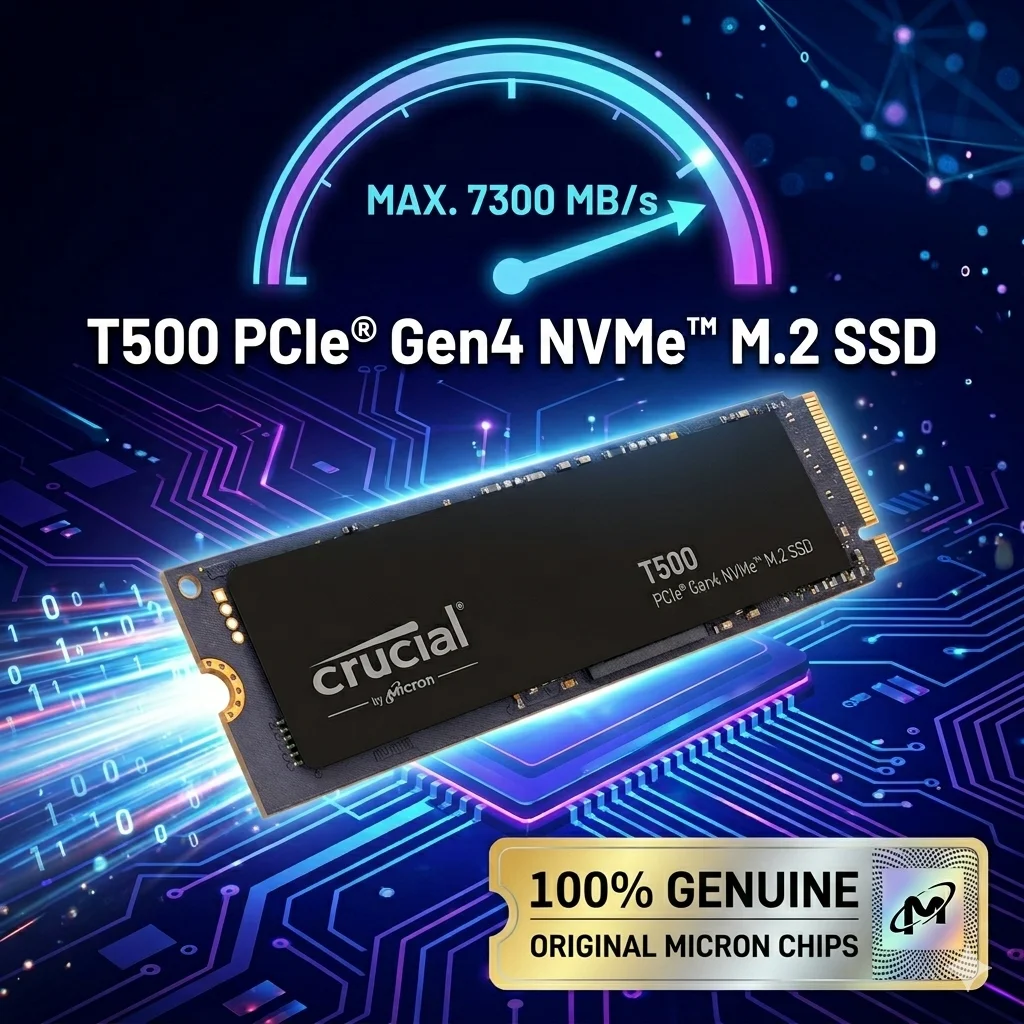 

Твердотельный накопитель Crucial T500 1 ТБ Gen4 NVMe M.2 SSD 7300 МБ/с для игр, внутренний, для PS5, ноутбуков, ПК, CT1000T500SSD8, OEM, оригинал