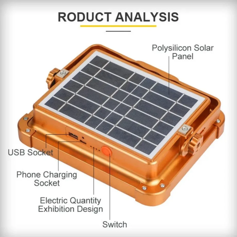 Imagem -04 - Portátil Solar Carregamento Projector Integrado Camping Luz Power Bank Iluminação de Emergência ao ar Livre 1000w 8000mah