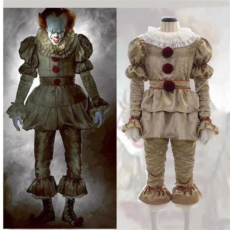 Disfraz de Joker Pennywise para adultos, traje de payaso para fiesta de Halloween, Stephen King, uniforme para hombres y mujeres, payaso de noche para niños