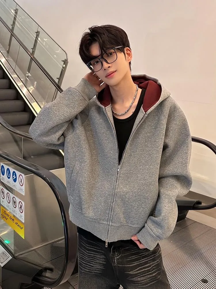 

Мужской утепленный кардиган с капюшоном, парная куртка в американском повседневном стиле, верхняя одежда с коротким рукавом на молнии, долговечная модель