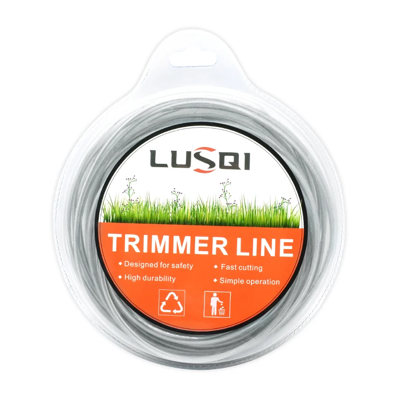 LUSQI-1LBx3MM 스틸 와이어 나일론 잔디 트리머 라인 브러시 커터 트리머 로프 잔디 깎는 기계 코드, 긴 라운드 롤 잔디 교체