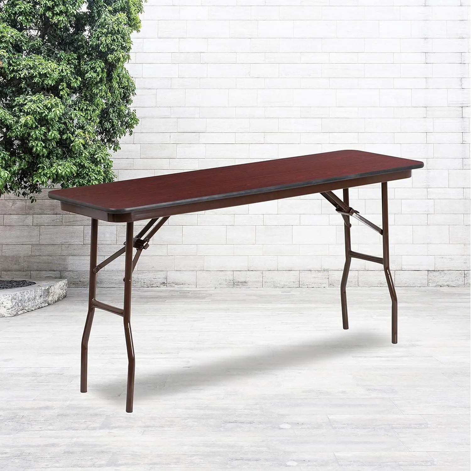 

5-Foot Mahogany Melamine Laminate Folding Training/Seminar Table - Event Table