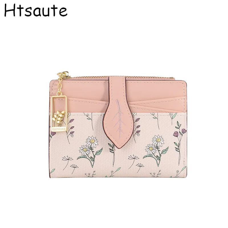 

High-Quality Women Wallets Short Card Clips Brand Printed Bag Female Coin Purses Photo Holder Zipper Women Card Holder