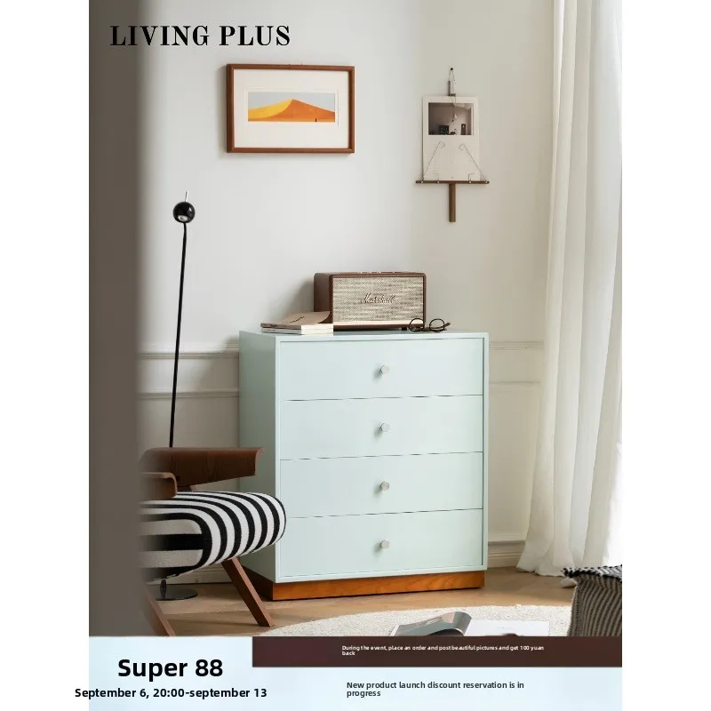 four-chest cabinet solid wood wall side cabinet, living room side cabinet, drawer cabinet, color chest cabinet module cabinet