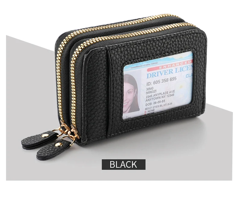 Multi Slot Halter Mode Brieftasche Weibliche Bank Karte ID Halter Weibliche PU Leder Schutz Fall Münze Zipper Brieftasche – Detail 8