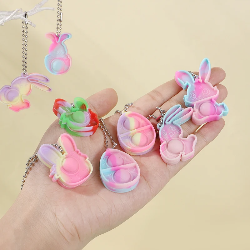 

Bubble Rabbit Keychain Party Favors Fidget Gifts Phone Accessory Car Key Fob Jewelry Key Chain Classroom Prizes Easter Decor