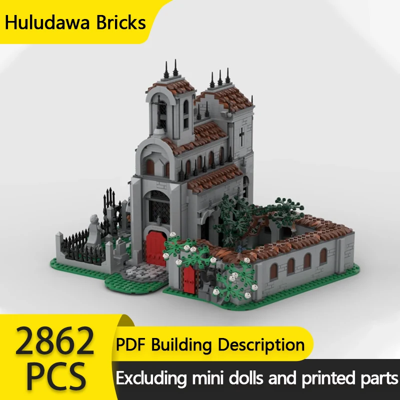 

Street View Castle Model MOC Building Bricks Medieval Abbey Modular Technology Gifts Holiday Assemble Children Toys Suit