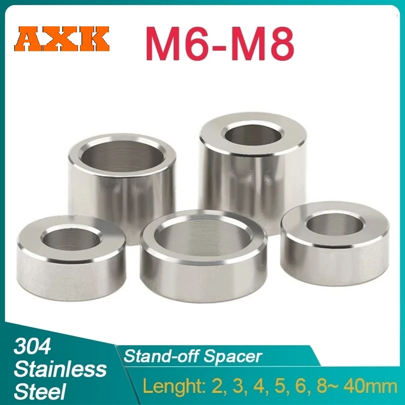 304 Stainless Steel M6 M8 Unthreaded Standoff Spacer Bushing Washer Round Hollow Gasket Sleeve Length 2 3 4 5 6 ~ 40mm