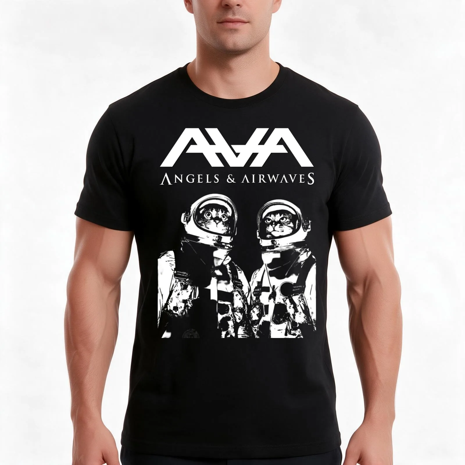 Angels And Airwaves Rock Band T-Shirt, Summer Casual Cotton Tee, Oversized Streetwear Tops, Vintage Graphic Print, 100% Cotton