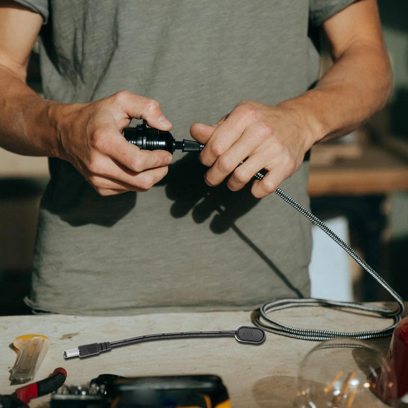 

2pcs Cable Male Plug 9V Converter For Musical Instruments Effector Power Supply Durable Accessory Portable Audio