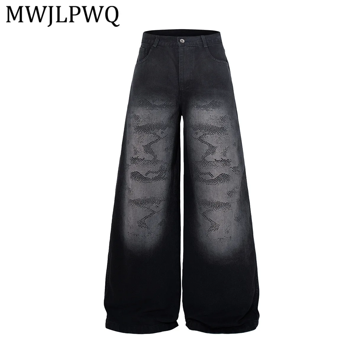 

MWJLPWQ American High Street Heavy Washed Wide-Leg Jeans RO Style Loose Fit Pattern Design Floor-Length Pants 2026 Spring 13602