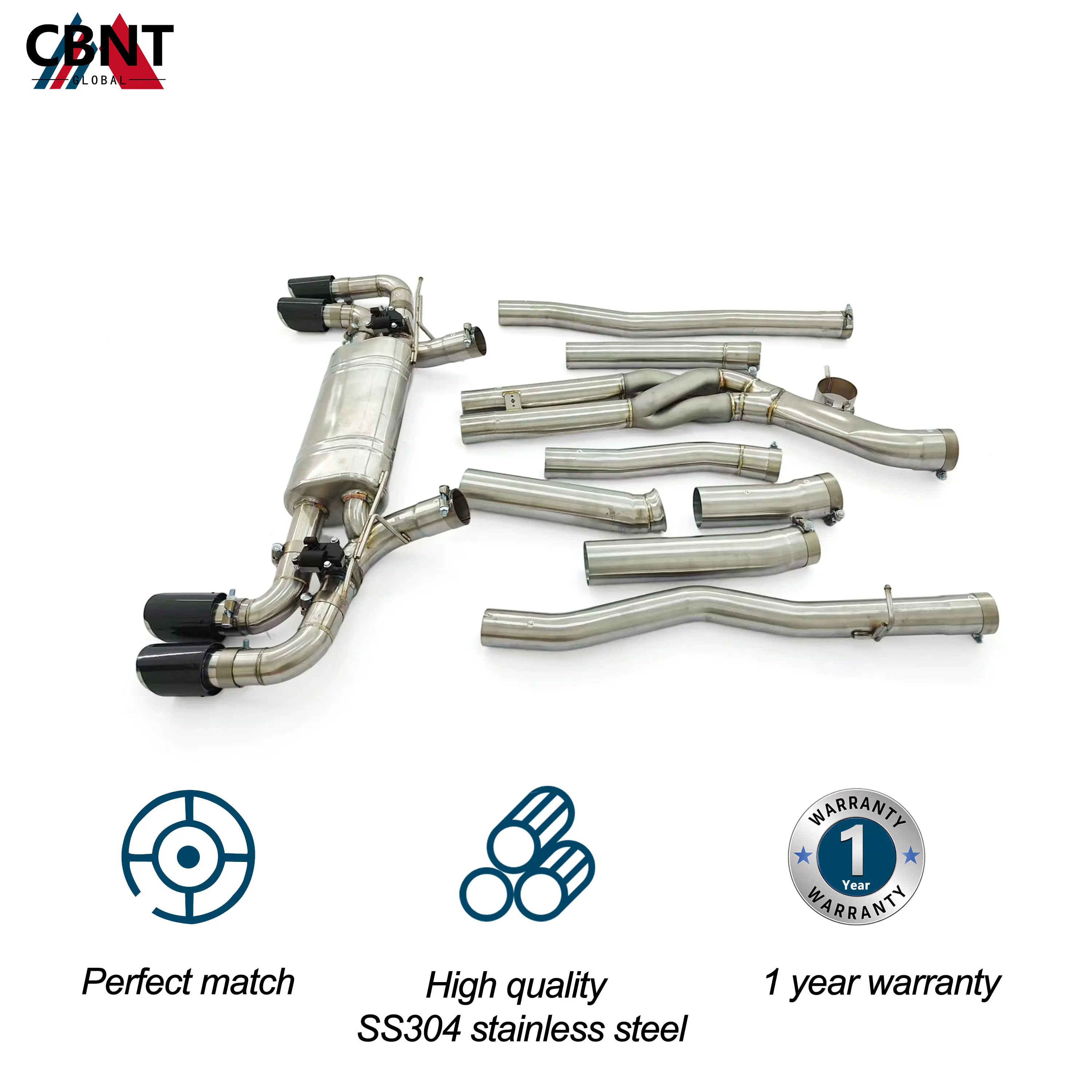 CBNT New Performance Exhaust System for BMW G30 530i 540i B58 3.0T SS304 Valved Exhaust Car Accessories Z Pipe Catback Muffler