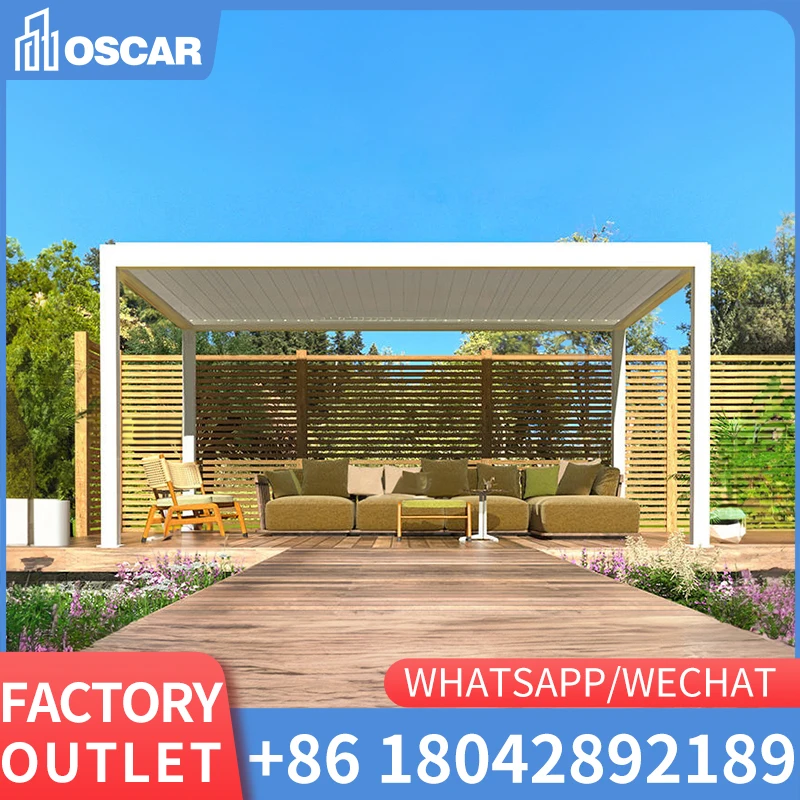 

Outdoor Electric Aluminum Alloy Pergola with Roller Shutter and PVC Material for Balcony and Garden Installation