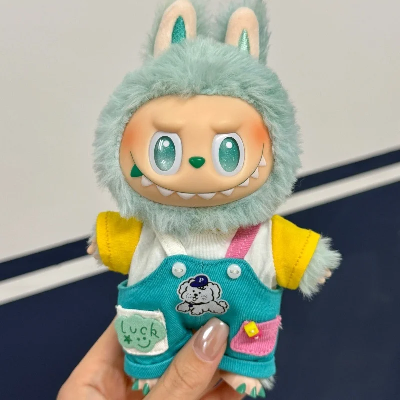 

for only doll clothes without dolls 17cm labubu doll clothes two-piece set of vinyl doll overallsplush dollswearable cloth