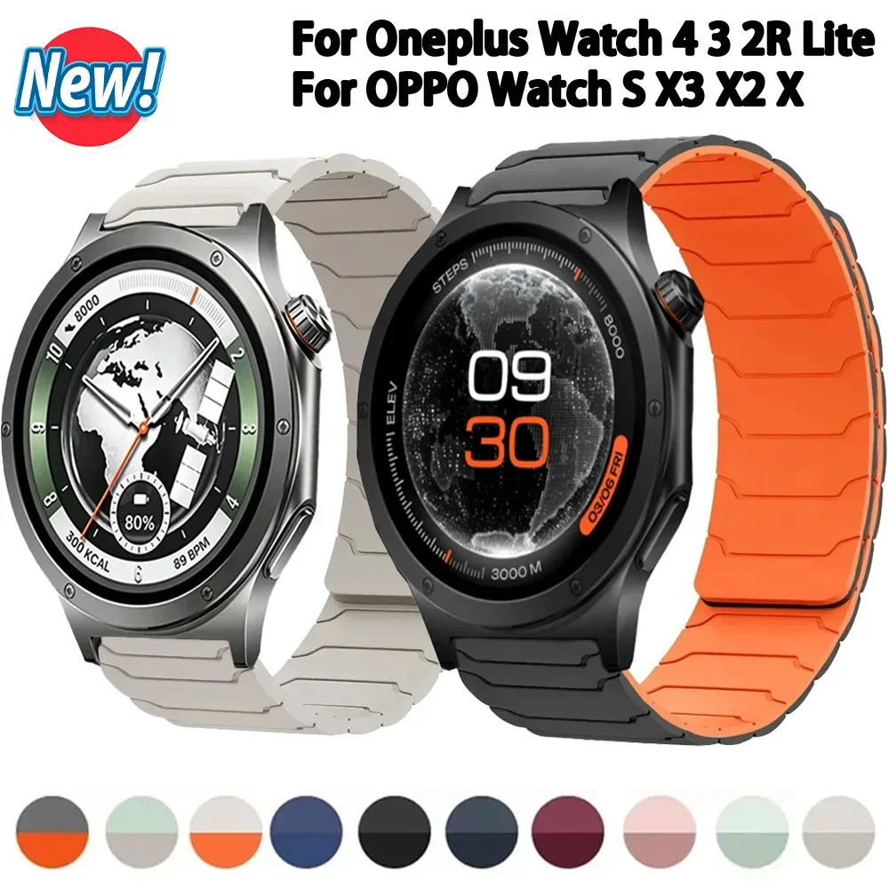 20mm 22mm Soft Silicone Strap for Oneplus Watch 4 3 2R Lite Magnetic Bracelet for OPPO Watch S X3 X2 X  Amazfit Bip 6 5 Max Band
