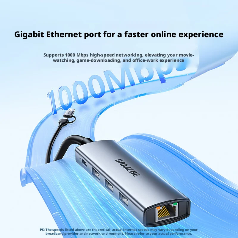 SAMZHE USB 3.0 Hub 5 in 1 Type C Docking Station Type C to 4K60Hz RJ45 PD 100W Adapter For Macbook iPad Pro Air M2 M1 Sumsang PC