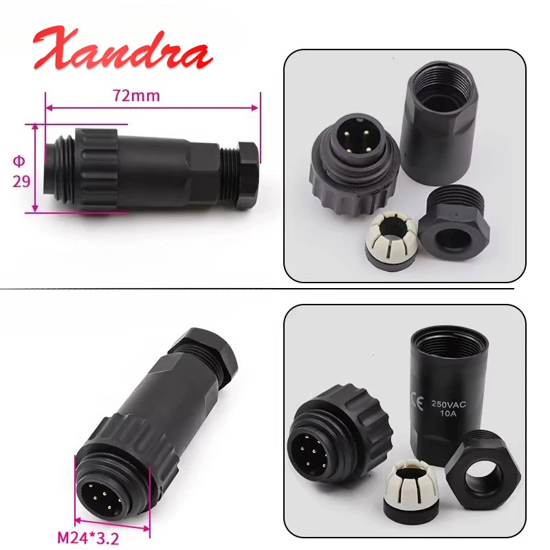 Industrial Grade Aviation Plugs WA22 4Pin Screwing Wire Plug Socket Waterproof IP67 7Pin Male Female Soldering Cable Connector
